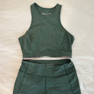 Outdoor Voices Set - Athena Crop Top & Warmup Shorts - Green / Hunter